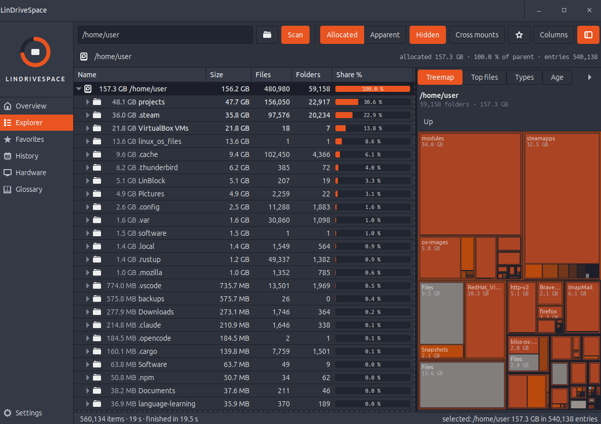 Linux Drive Space Manager screenshot