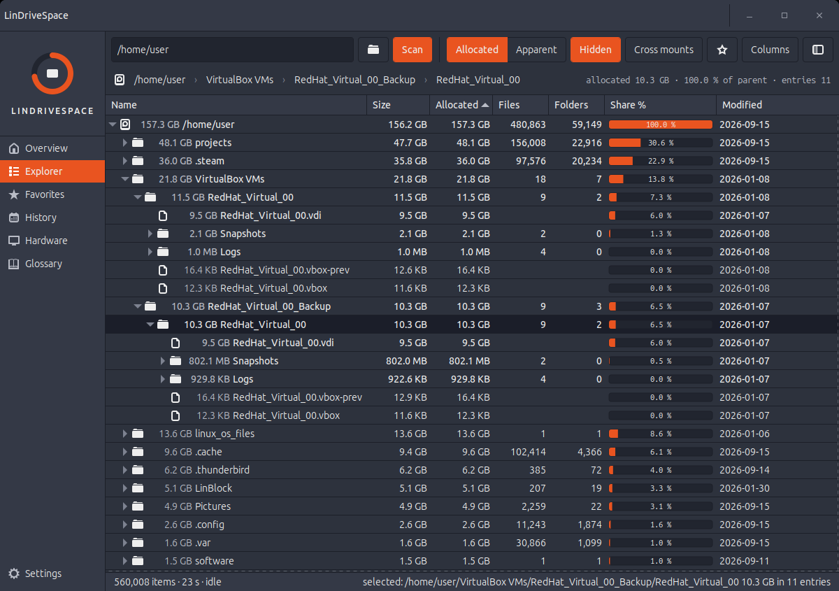 Linux Drive Space Manager screenshot
