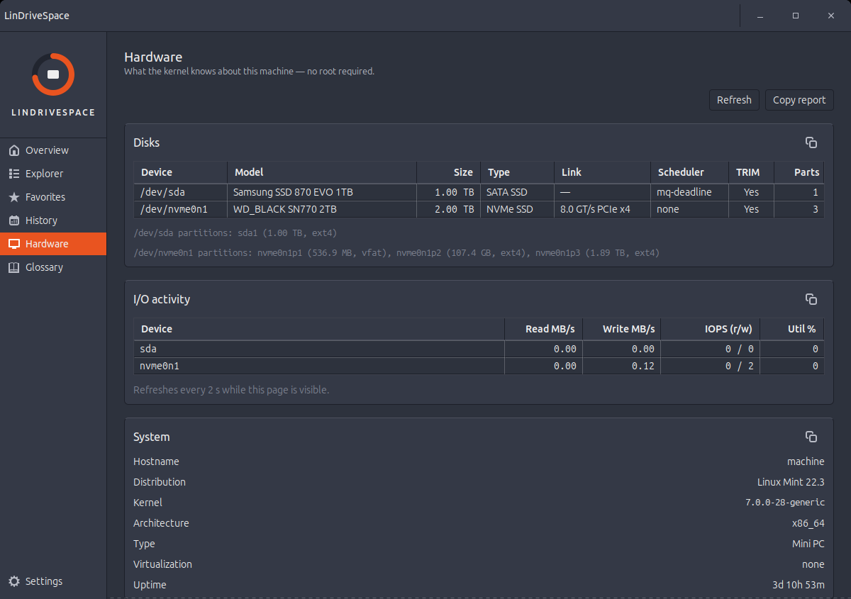 Linux Drive Space Manager screenshot