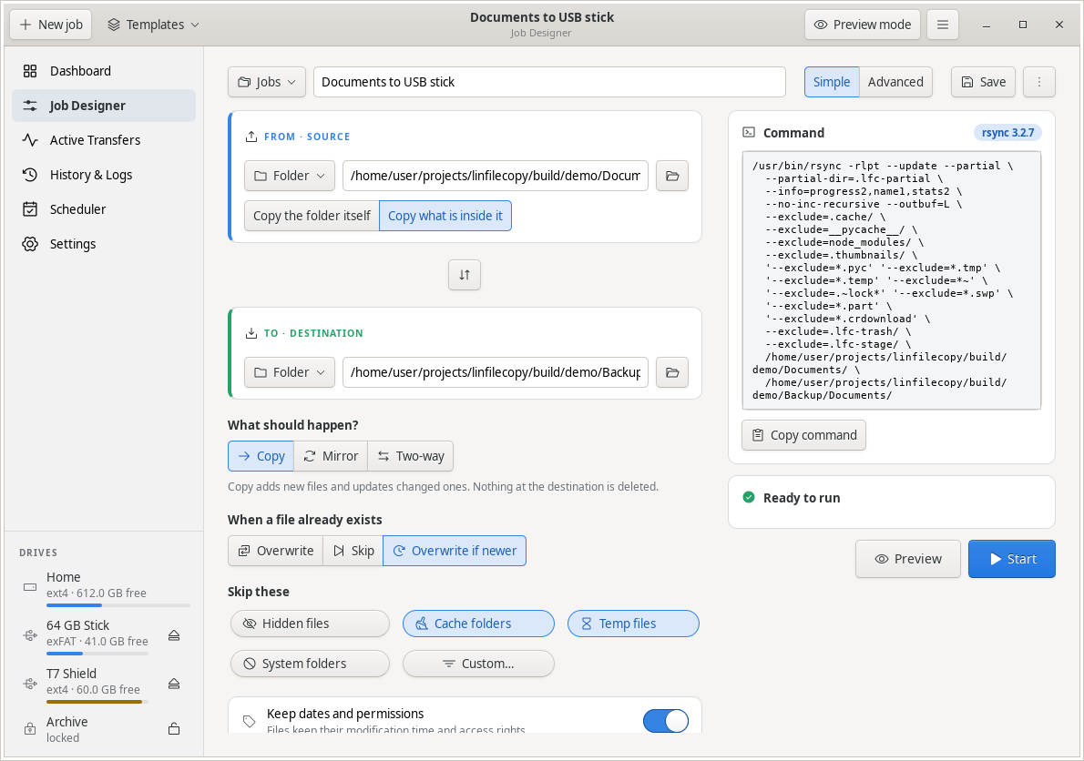 Linux File Copy & Sync screenshot