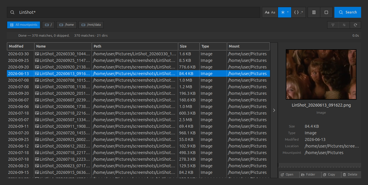 Linux File Search screenshot