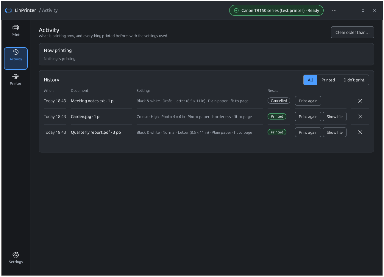 Linux Printer Utility screenshot