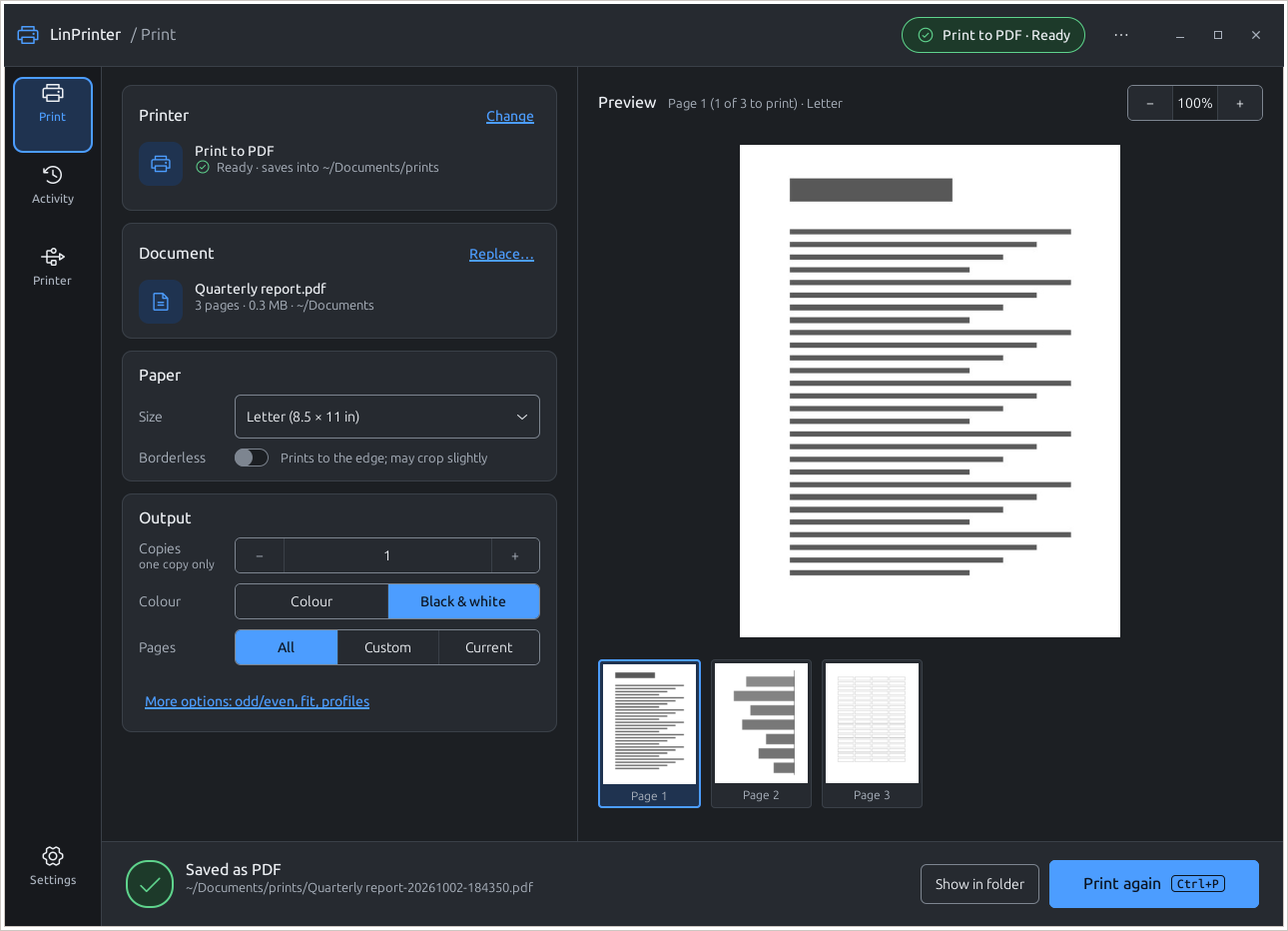 Linux Printer Utility screenshot