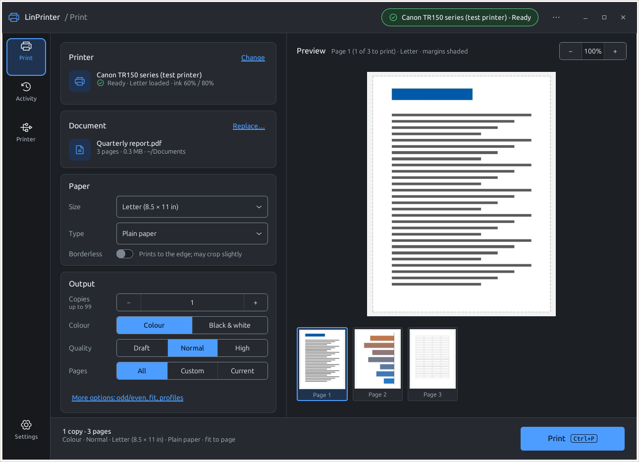Linux Printer Utility screenshot